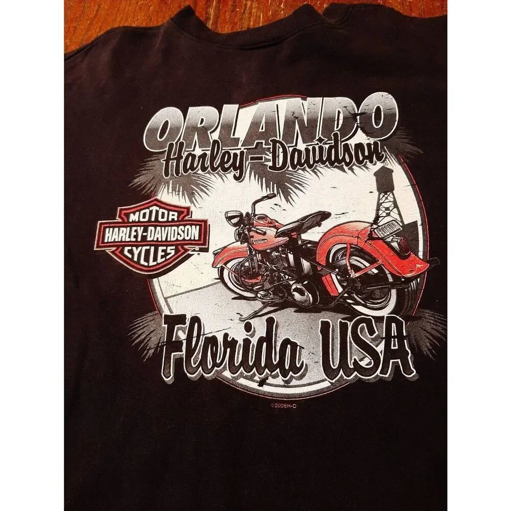 XL Vintage Harley Davidson Orlando Florida Short Sleeve VNeck Jersey Shirt Tee